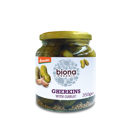 BIONA Organic Gherkins w/ Garlic Demeter 350g - Longdan Online Supermarket