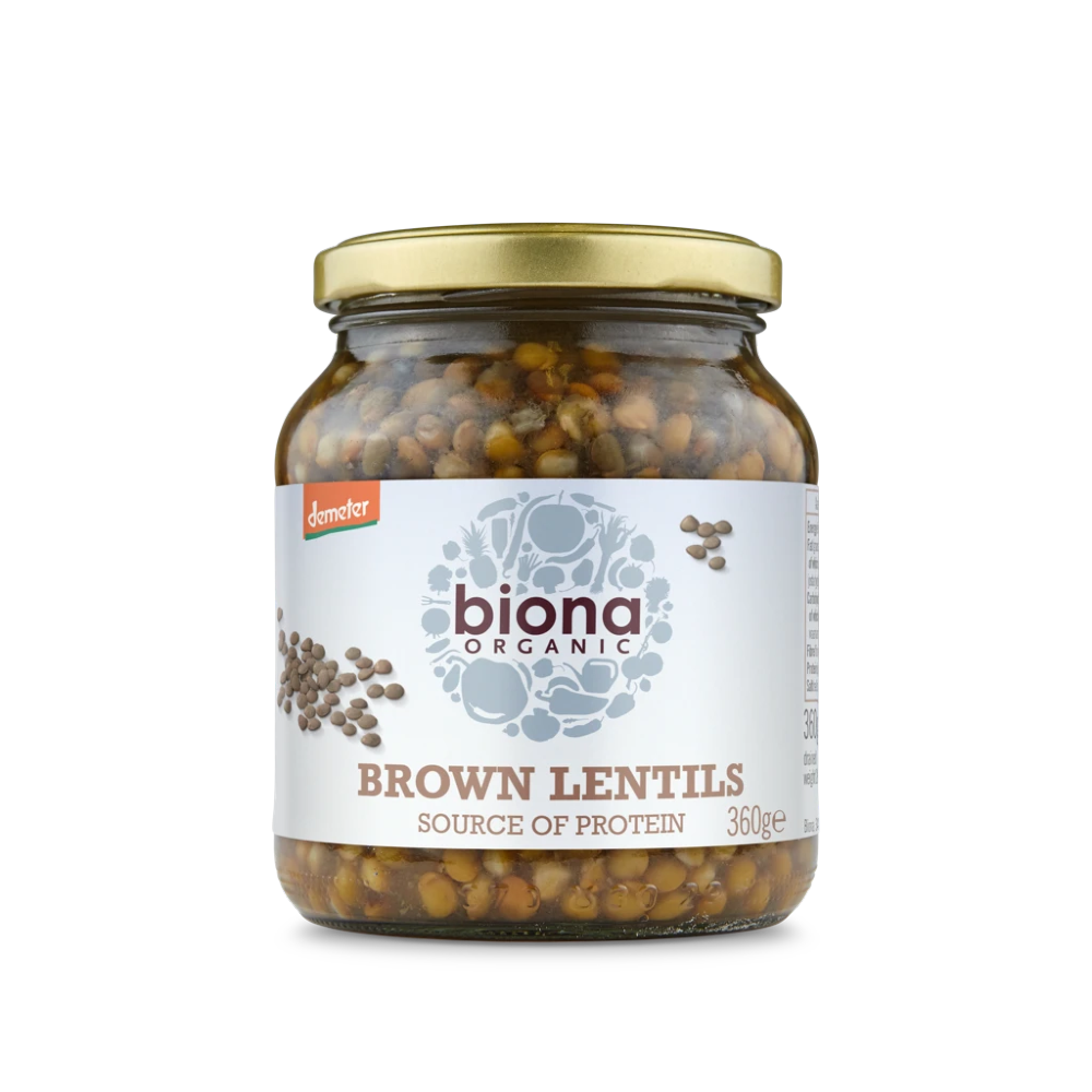 BIONA Organic Brown Lentils Demeter - in Glass Jars 360g - Longdan Online Supermarket