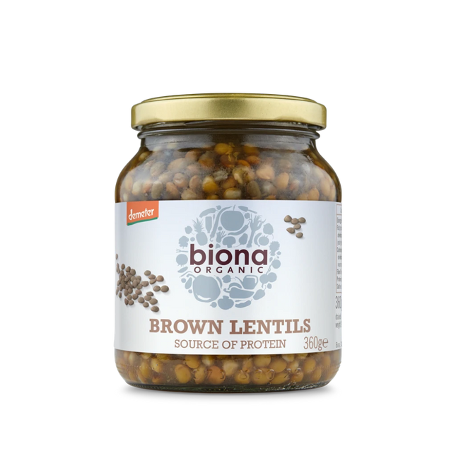 BIONA Organic Brown Lentils Demeter - in Glass Jars 360g - Longdan Online Supermarket