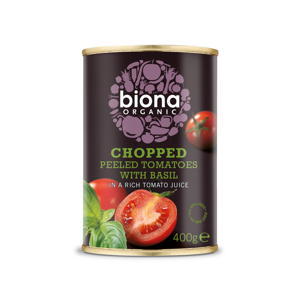 BIONA Organic Chopped Tomatoes w/ Fresh Basil - no BPA 400g - Longdan Online Supermarket