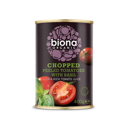 BIONA Organic Chopped Tomatoes w/ Fresh Basil - no BPA 400g - Longdan Online Supermarket