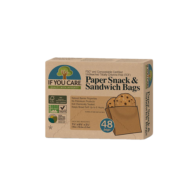 If You Care FSC Certified Paper Snack and Sandwich Bags 48pcs - Longdan Online Supermarket