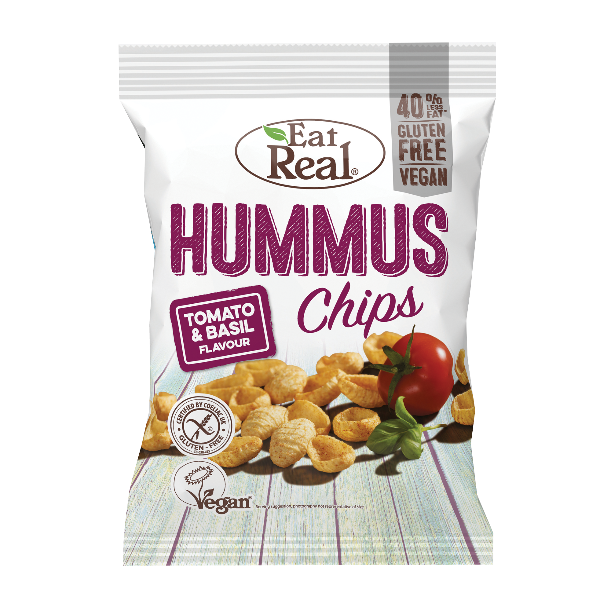 EAT REAL Hummus Tomato & Basil Chips 45g - Longdan Online Supermarket