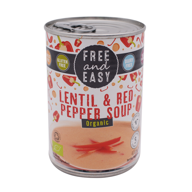 Free and Easy Organic Lentil & Red Pepper Soup 400g - Longdan Online Supermarket