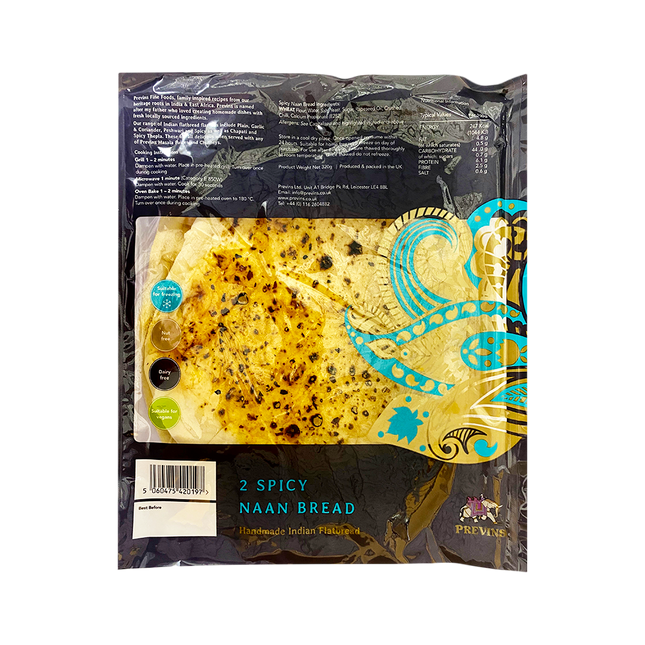 PREVINS Spicy Tandoori Naan Bread 320g (BBD 20/12/2022) (Case 15)