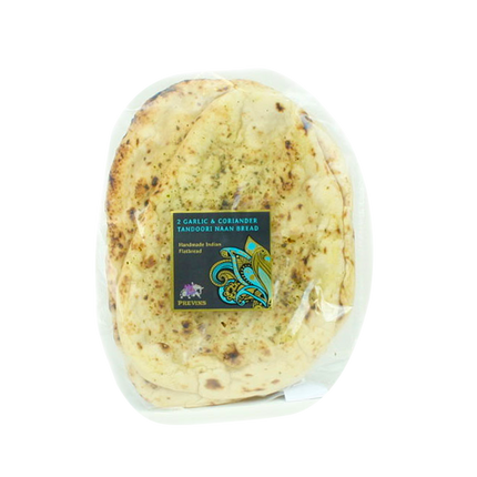 PREVINS Garlic & Coriander Naan Bread 225g (BBD 20/12/2022) (Case 10)