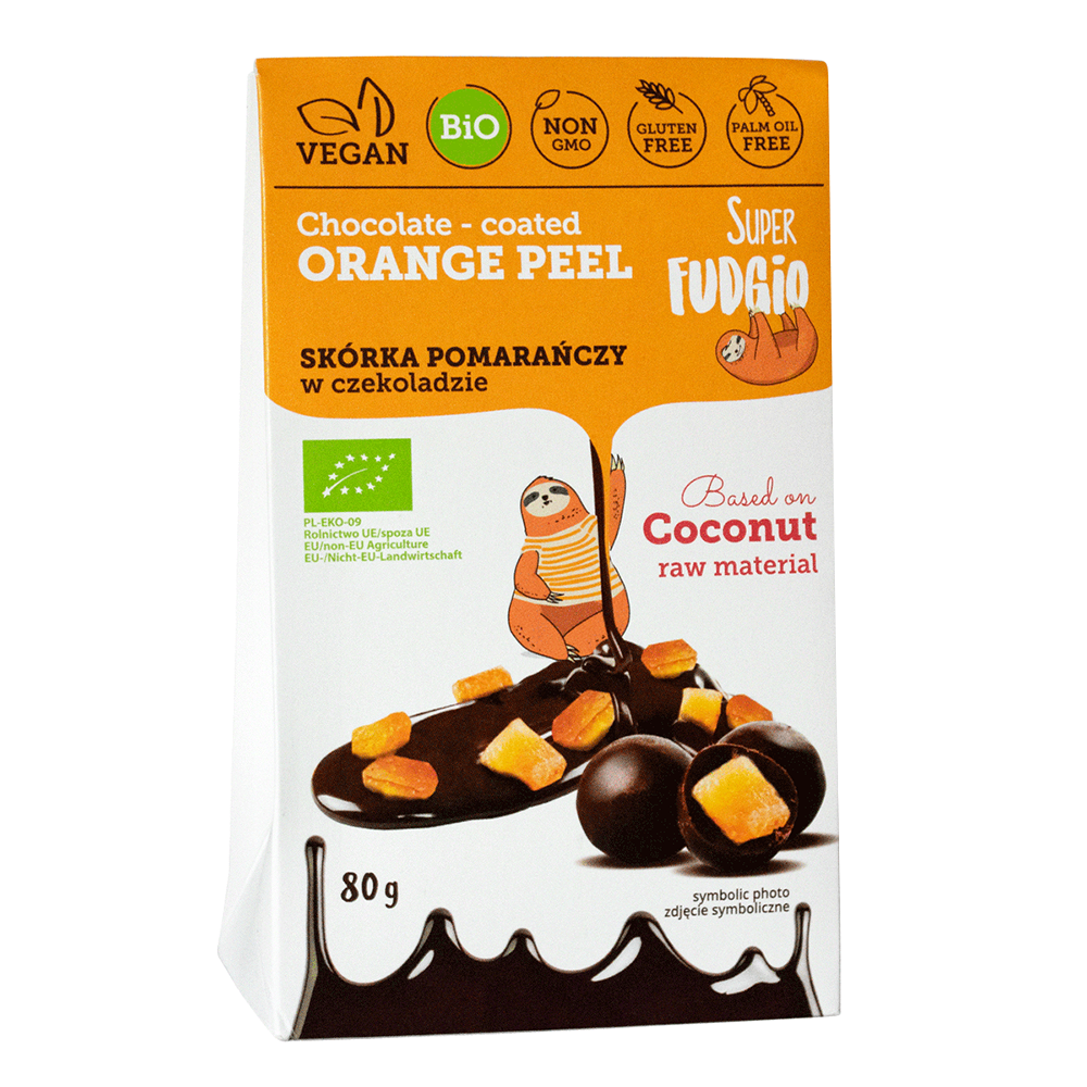 Super Fudgio Organic & Vegan Chocolate Coated Orange Peel 80g - Longdan Official Online Store