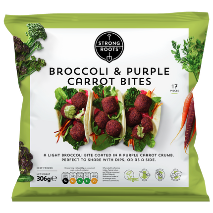 STRONG ROOTS Broccoli & Purple Carrot Bites 306GR (Frozen) - Longdan Official Online Store