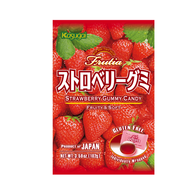 KASUGAI Gummy Candy Strawberry 102g (Case 24)