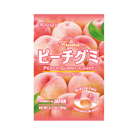 KASUGAI Gummy Candy Peach 107g (Case 24)