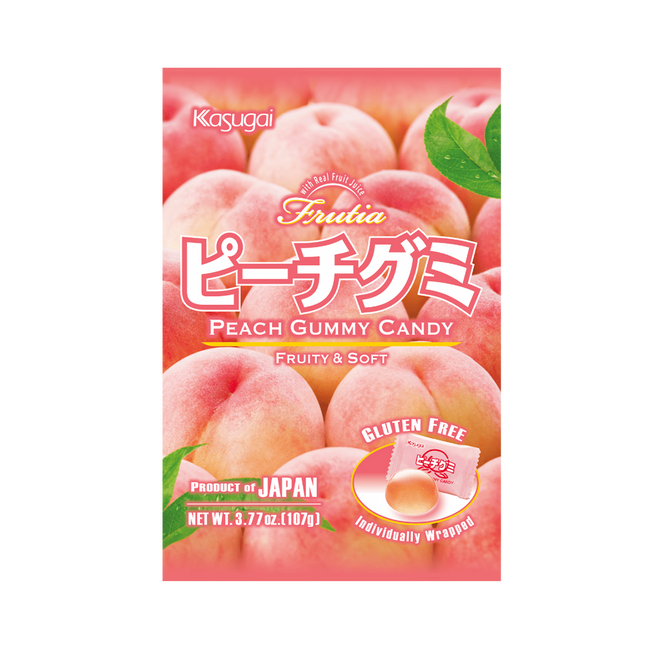 KASUGAI Gummy Candy Peach 107g (Case 24)