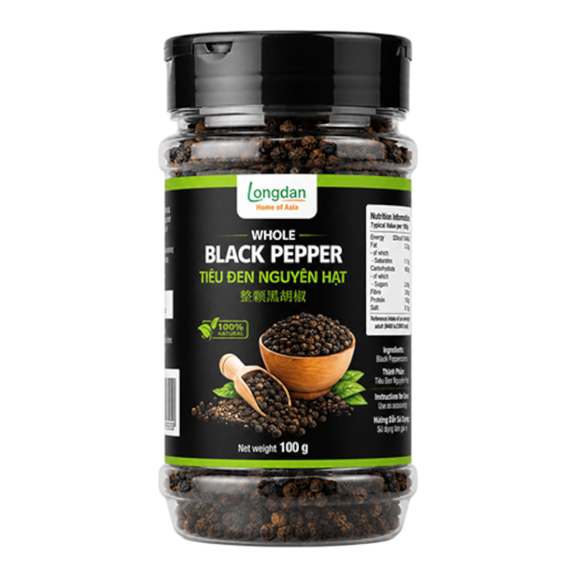 Longdan HQ Whole Black Pepper 100g (Case 30)