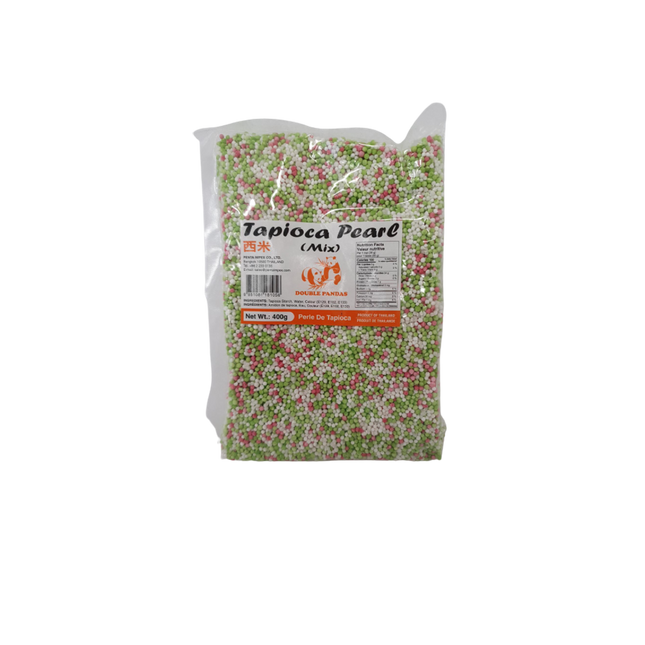 DOUBLE PANDAS Thai Rainbow Tapioca Pearl (Mix) 400g (Case 50)