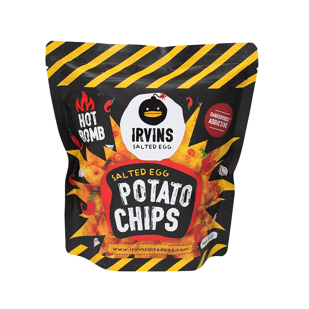 IRVINS Hotboom Salted Egg Potato Chips 105g (Case 24)