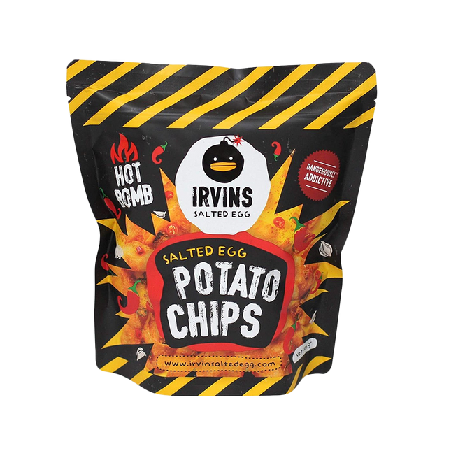 IRVINS Hotboom Salted Egg Potato Chips 105g (Case 24)