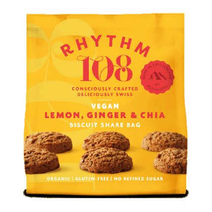 RHYTHM 108 Lemon Ginger Chia Biscuits 135g (Case 8)