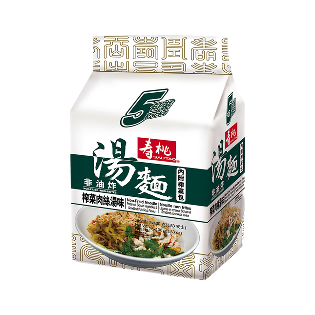 SAUTAO Non-Fried Noodles - Preserved Sichuan Vegetables & Shredded Pork (big pack) 500g - Longdan Official