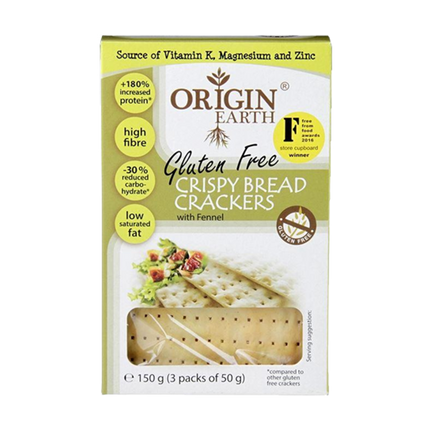ORIGIN EARTH Gluten Free Crackers Fennel 150g (Case 10)