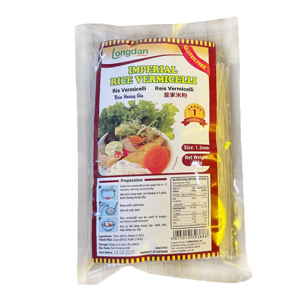Longdan Hanoi Imperial Rice Vermicelli 1.4mm 400g (Case 25)