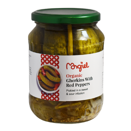 MORGIEL Organic Pickled Gherkins With Red Peppers 670g - Longdan Official