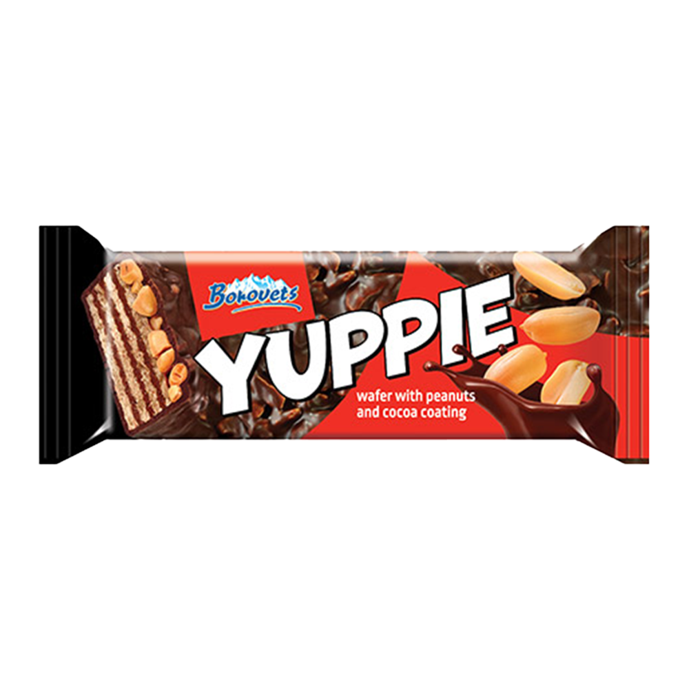 BOROVETS Wafer Yuppie with Peanuts and Cocoa Coating 80g (Case 24)