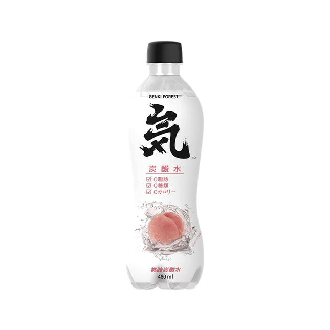GENKI FOREST Sparkling Water - Peach Flavour 480ml (Case 15)