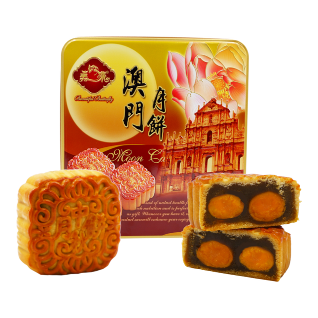 BEAUTIFUL BUTTERFLY Mooncake White Lotus With Double Yolks -Matcha Flavor 180g (Case 32)