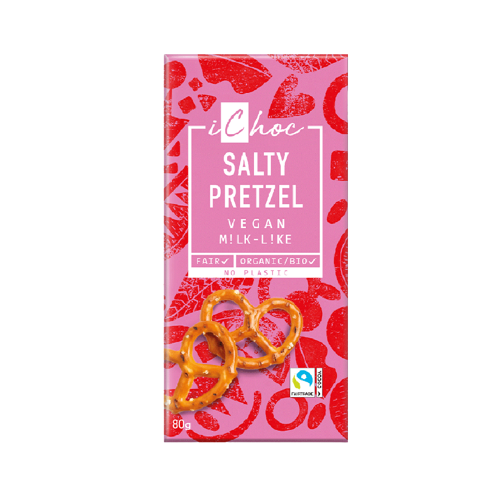 ICHOC Organic Chocolate Bar Salty Pretzel 80g - Longdan Official
