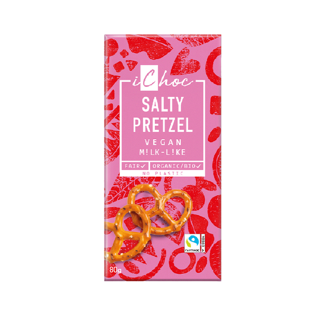 ICHOC Organic Chocolate Bar Salty Pretzel 80g - Longdan Official