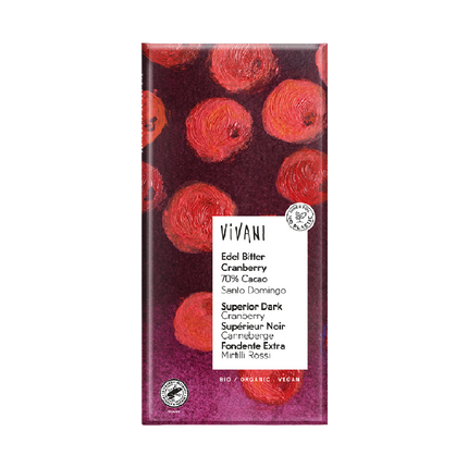 VIVANI Organic Chocolate Superior Dark Cranberry 100g - Longdan Official