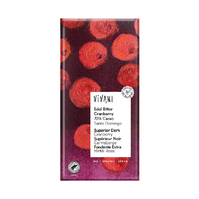 VIVANI Organic Chocolate Superior Dark Cranberry 100g - Longdan Official