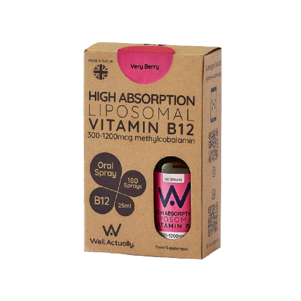 WELL ACTUALLY Liposomal Vitamin B12 Methycobalamin 300 - 1200mcg Spray Very Berry Flavour 25ML - Longdan Official