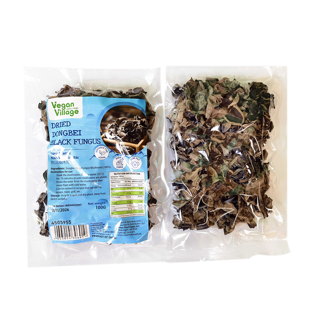 VEGAN VILLAGE Dried Dongbei Black Fungus 100g (Case 30)