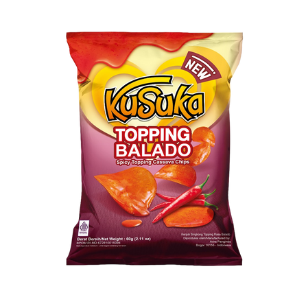 KUSUKA Cassava Chips Spicy Topping Balado 60gr (Case 20)