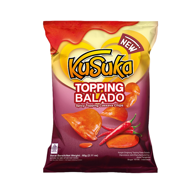 KUSUKA Cassava Chips Spicy Topping Balado 60gr (Case 20)