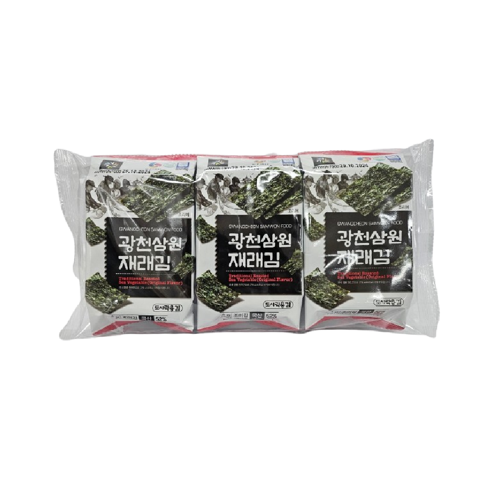 GWANGCHEON Crispy Seaweed Snacks Original Flavour (3pcs) 12g (Case 24)