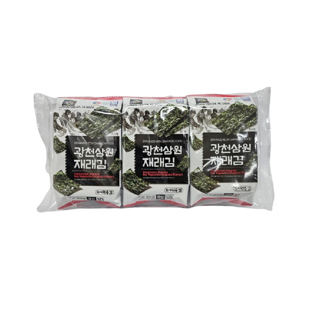GWANGCHEON Crispy Seaweed Snacks Original Flavour (3pcs) 12g (Case 24)
