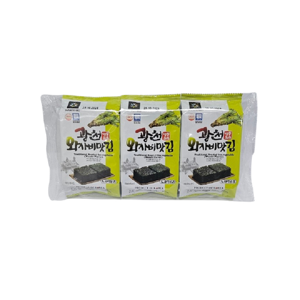 GWANGCHEON Crispy Seaweed Snacks Wasabi Flavour (3pcs) 12g (Case 24)