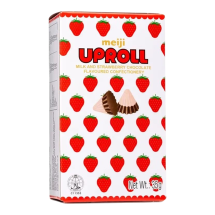 MEIJI Uproll Milk And Strawberry Chocolate Flavoured Confectionery 35g