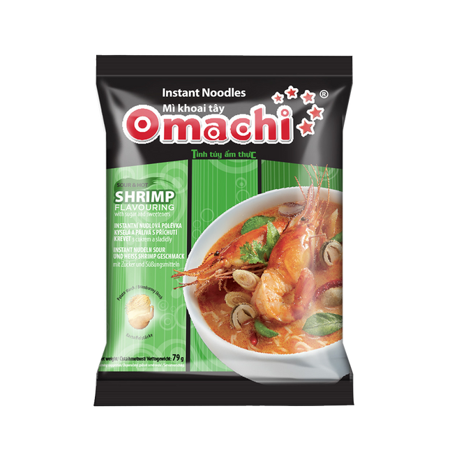 OMACHI Instant Noodles With Potato Starch _ Sour And Hot Shrimp Flavour 79g (Case 30)