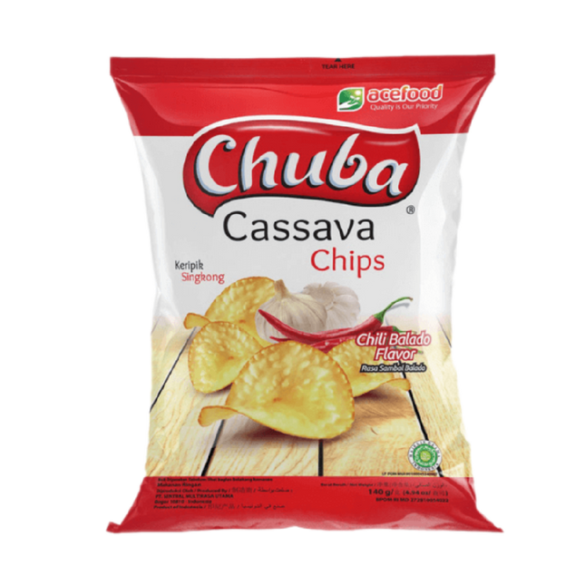 CHUBA Cassava Chips Chili Balado Flavor 60g (Case 30)
