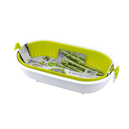 KOKUBO Spin Wheel Colander Oval - Green (Case 30)