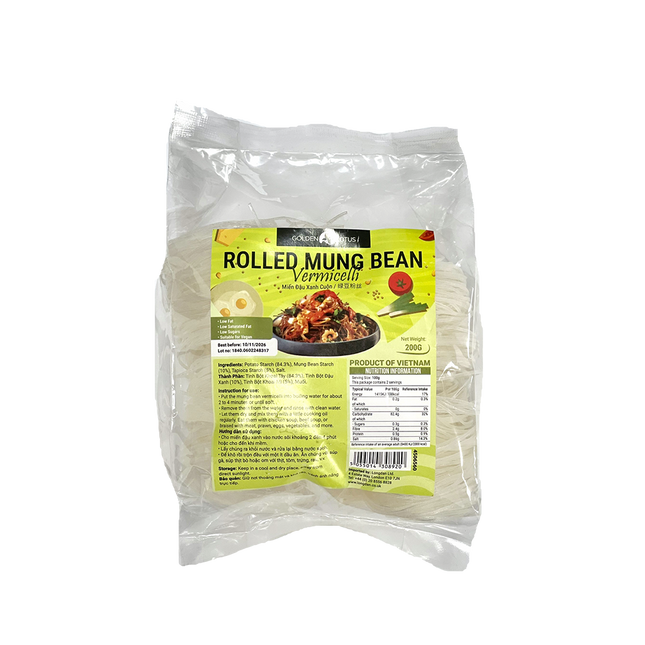 Golden Lotus Rolled Mung Bean Vermicelli 200g (Case 25)