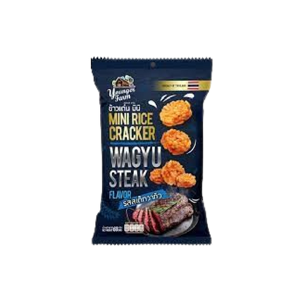 YOUNGER FARM Mini Rice Cracker Wagyu Steak Flavour 60g (Case 12)