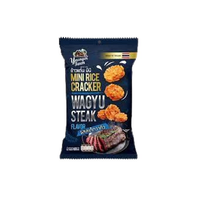 YOUNGER FARM Mini Rice Cracker Wagyu Steak Flavour 60g (Case 12)