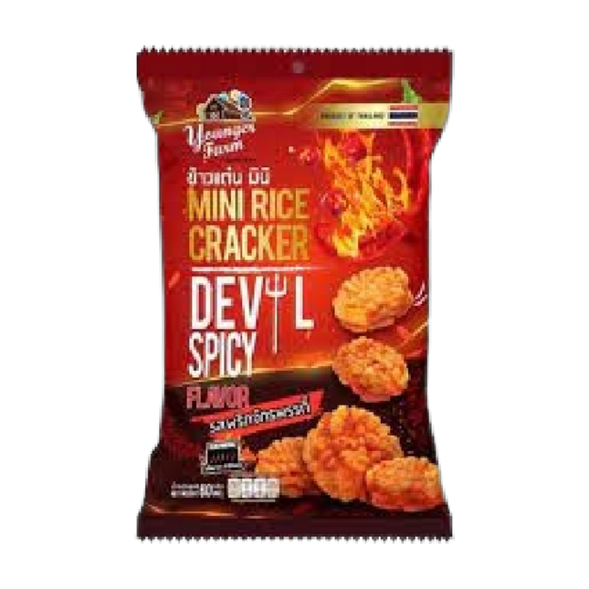 YOUNGER FARM Mini Rice Cracker Devil Spicy Flavour 60g (Case 12)