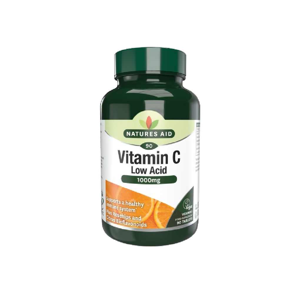 NATURES AID Vit C 1000mg Low Acid 90 Tablets (Case 10)