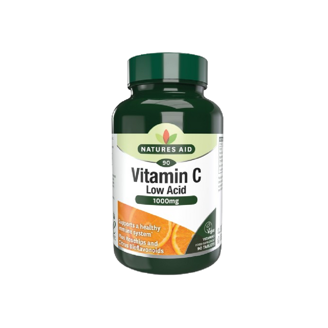 NATURES AID Vit C 1000mg Low Acid 90 Tablets (Case 10)