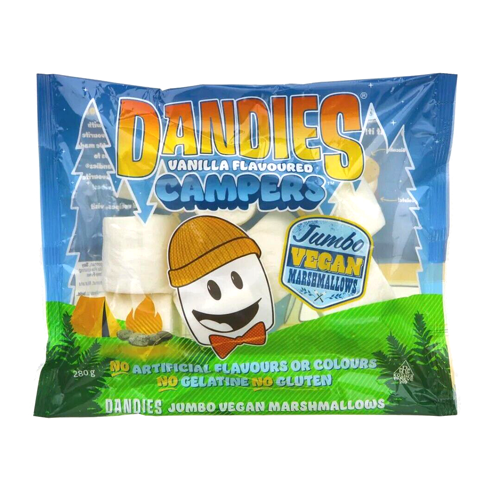 DANDIES Vegan Marshmallows Vanilla Jumbo Campers 280g (Case 10)