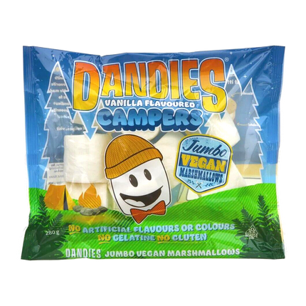DANDIES Vegan Marshmallows Vanilla Jumbo Campers 280g (Case 10)